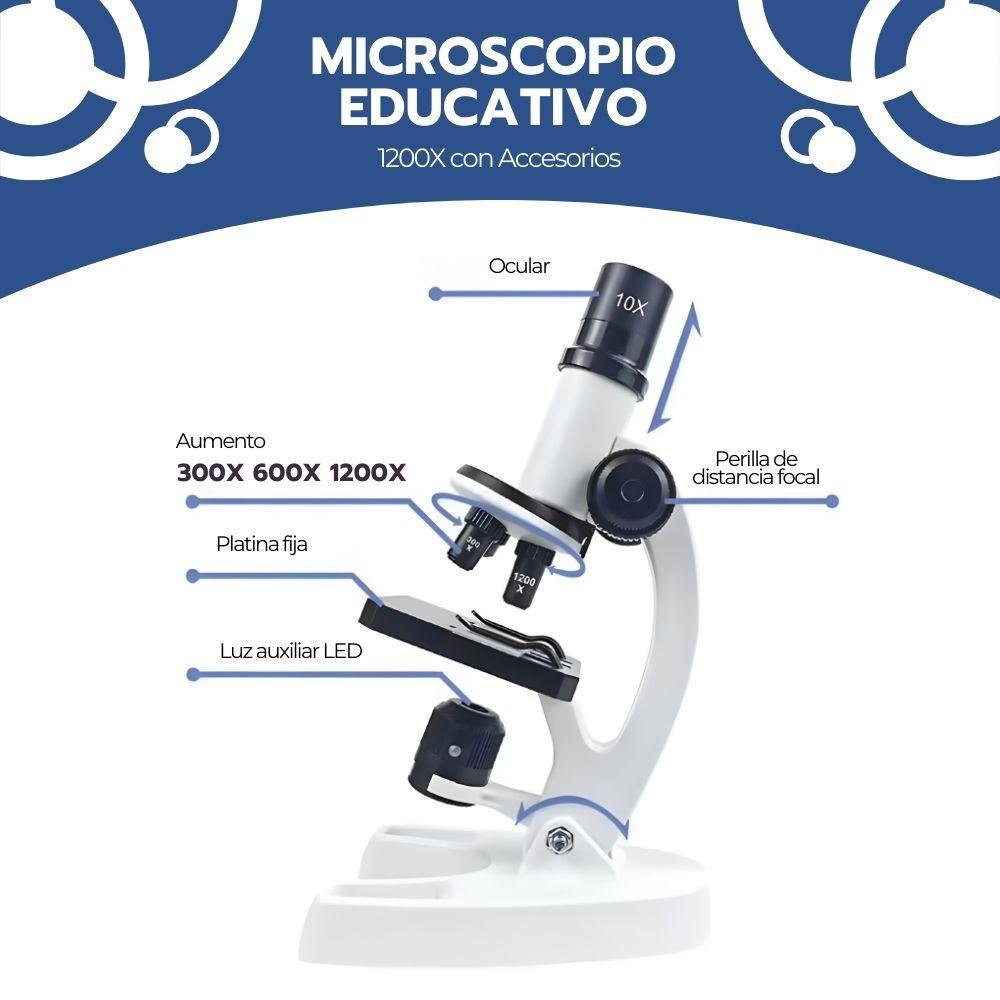 Microscopio Científico Educativo 1200X con Accesorios-2