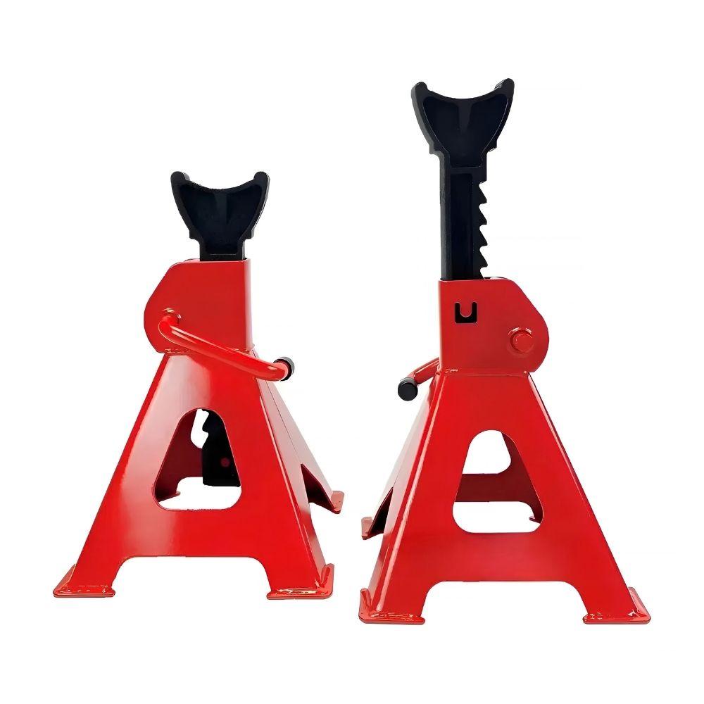 Set 2 Caballetes Mecánicos 3 Toneladas Banquillo Para Auto Ajustable 28.5-42 cm Acero Reforzado-1