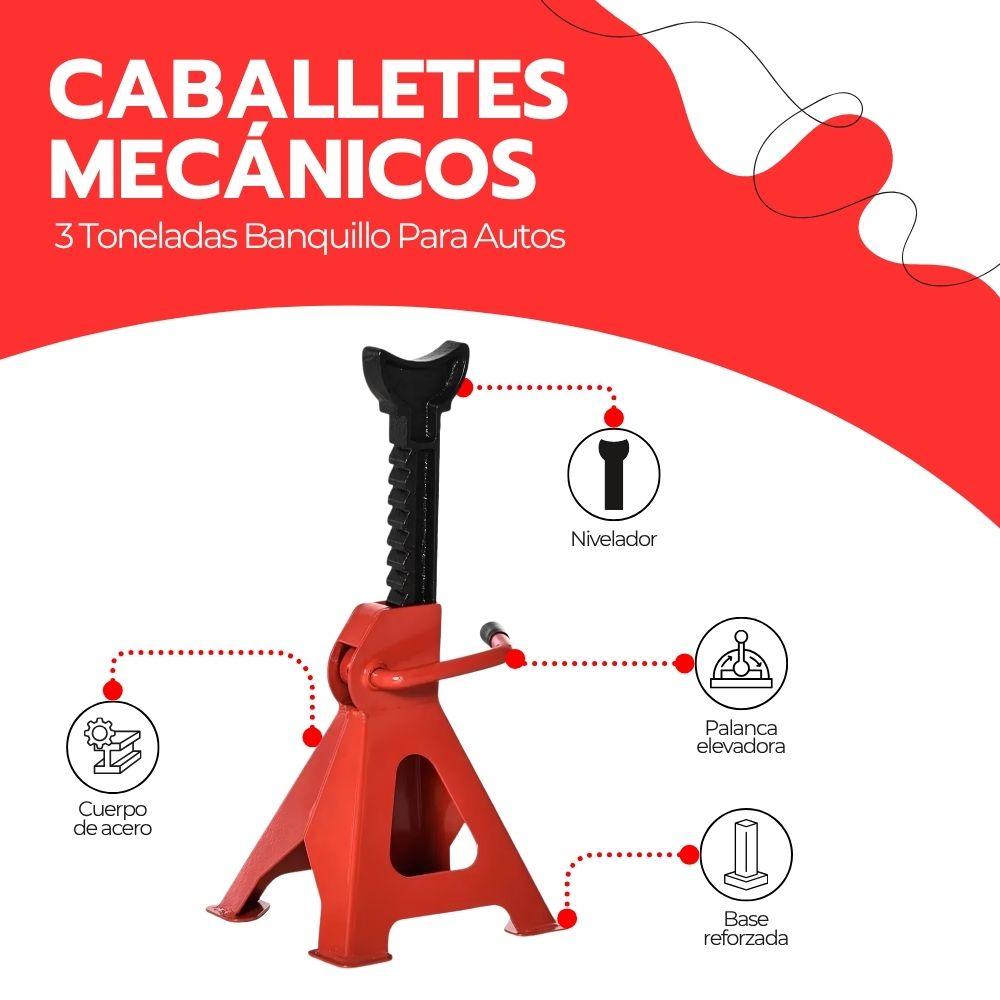 Set 2 Caballetes Mecánicos 3 Toneladas Banquillo Para Auto Ajustable 28.5-42 cm Acero Reforzado-2