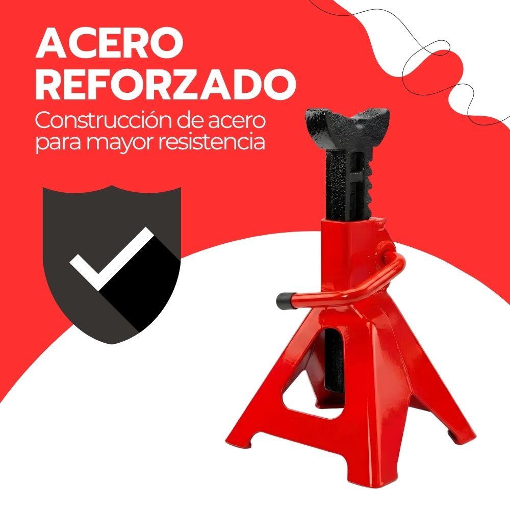 Set 2 Caballetes Mecánicos 3 Toneladas Banquillo Para Auto Ajustable 28.5-42 cm Acero Reforzado-5