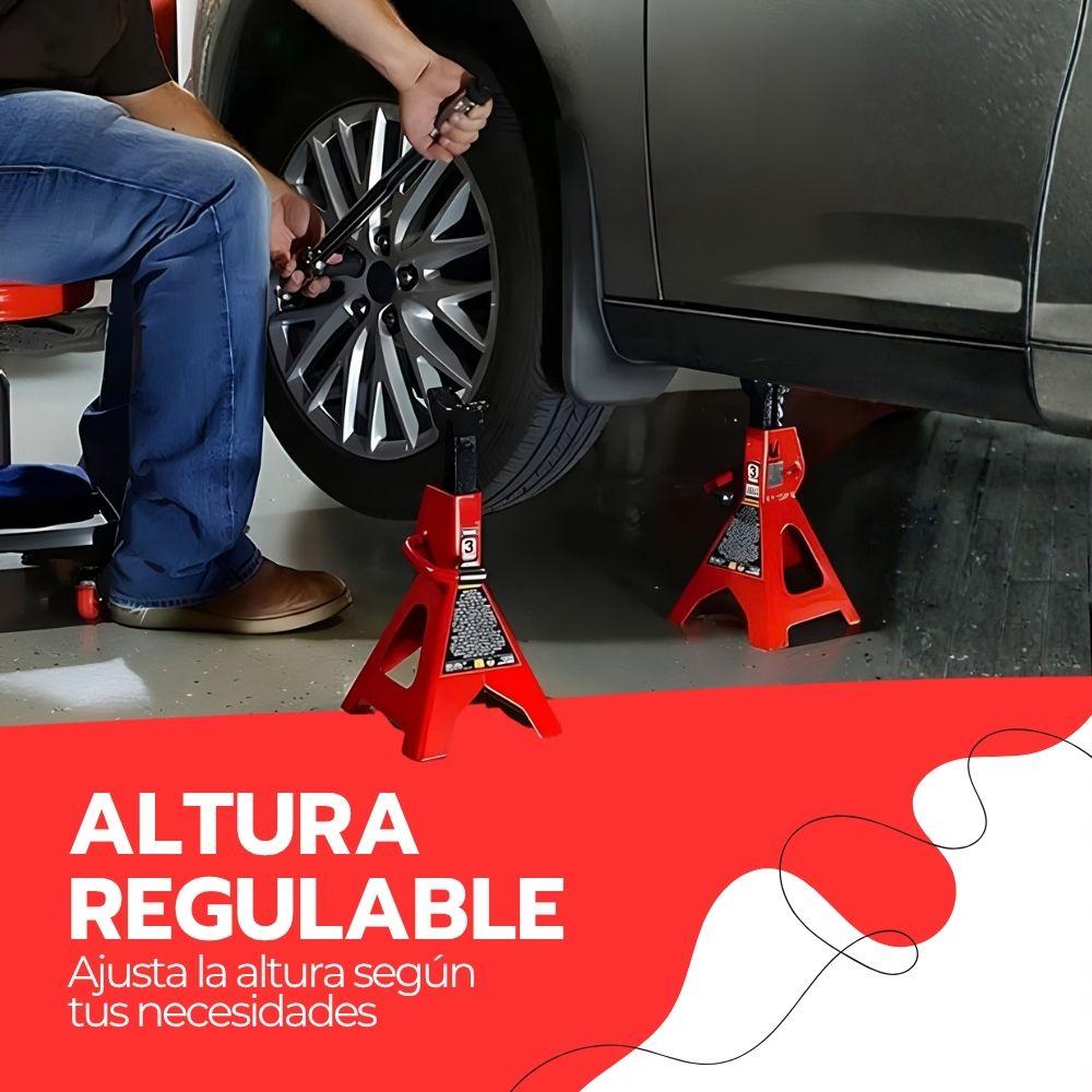 Set 2 Caballetes Mecánicos 3 Toneladas Banquillo Para Auto Ajustable 28.5-42 cm Acero Reforzado-8