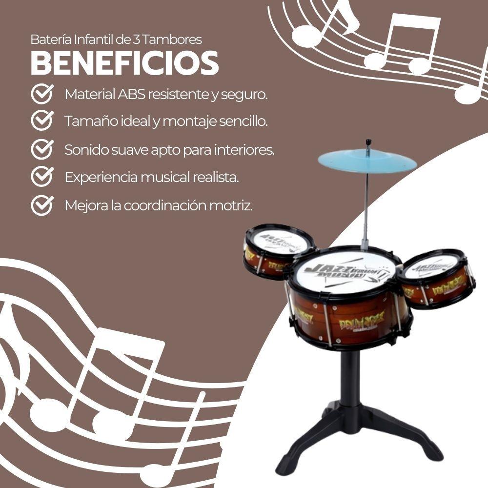 Batería Infantil de 3 Tambores con Platillo y Banquito-3