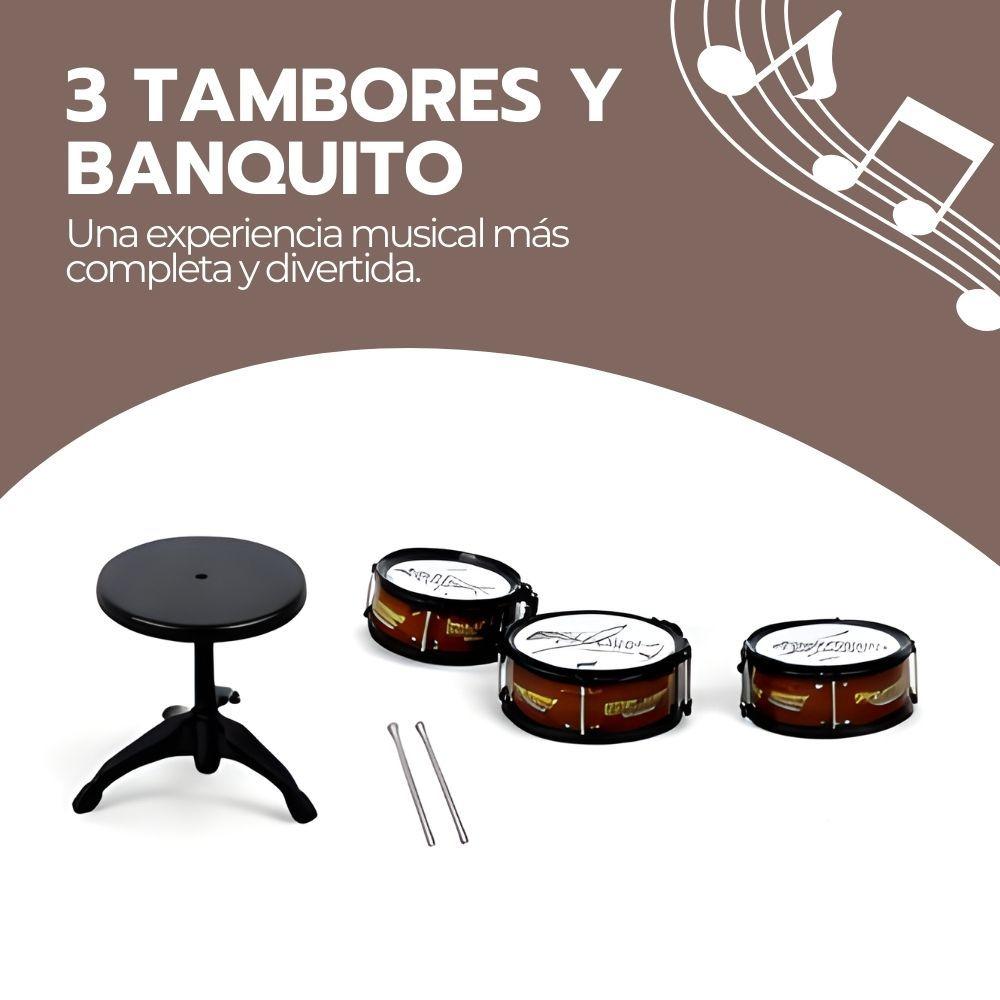 Batería Infantil de 3 Tambores con Platillo y Banquito-4