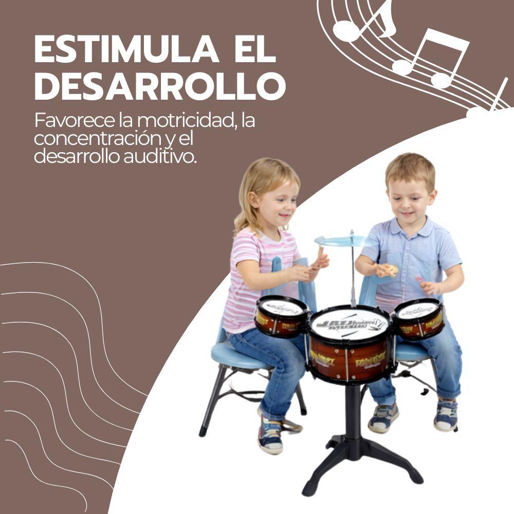 Batería Infantil de 3 Tambores con Platillo y Banquito-6