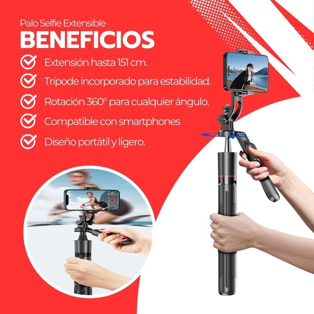 Palo Selfie Extensible Con Trípode y Rotación 360°-3