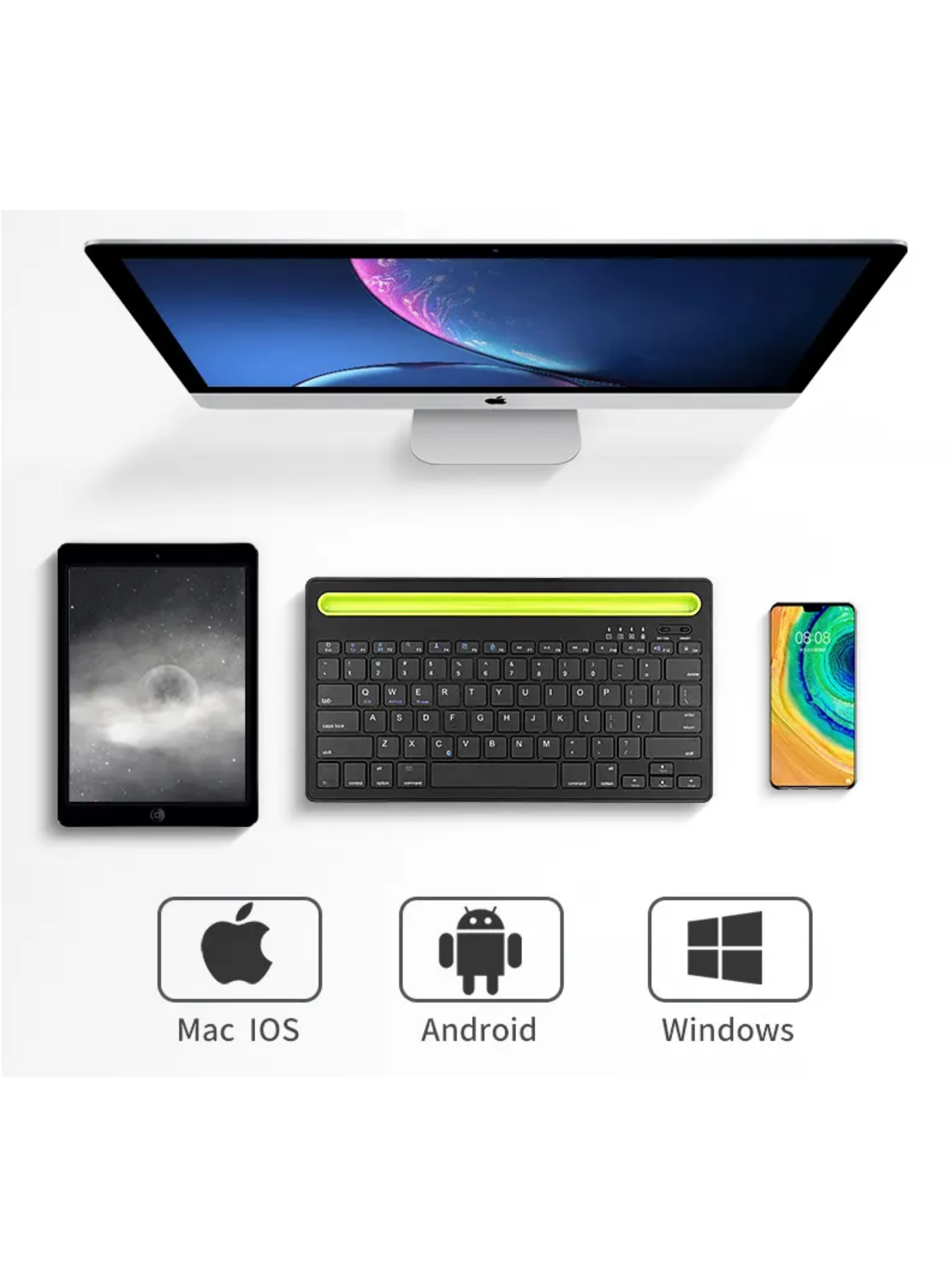 Teclado universal  inalámbrico para ipad, PC, móvil y tablet-3