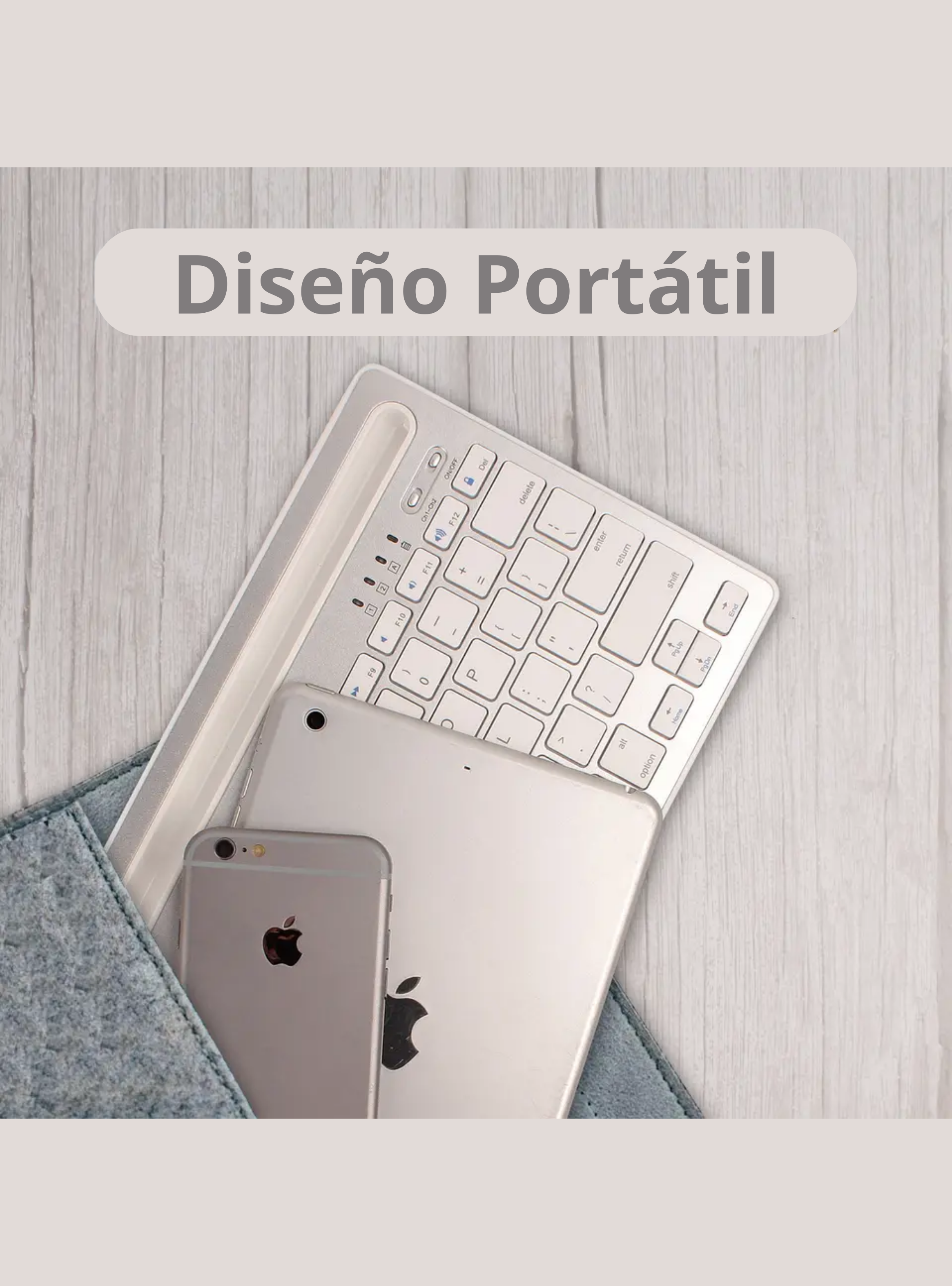 Teclado universal  inalámbrico para ipad, PC, móvil y tablet-5