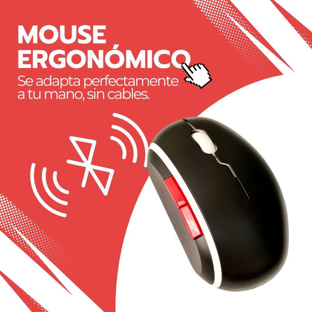 Kit Teclado y Mouse Inalámbrico Bluetooth Recargable Rojo-5