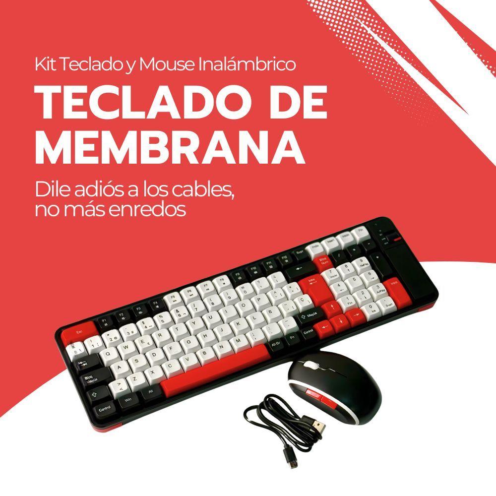 Kit Teclado y Mouse Inalámbrico Bluetooth Recargable Rojo-6