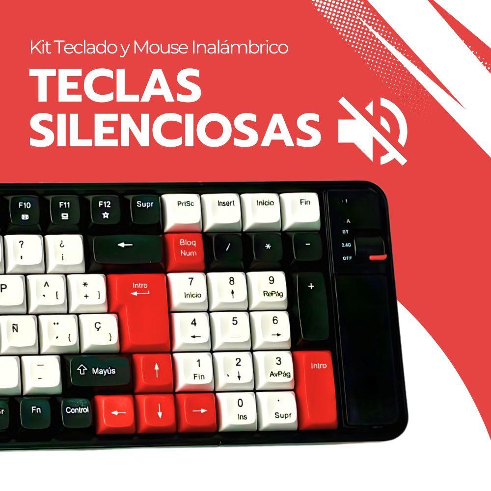 Kit Teclado y Mouse Inalámbrico Bluetooth Recargable Rojo-7