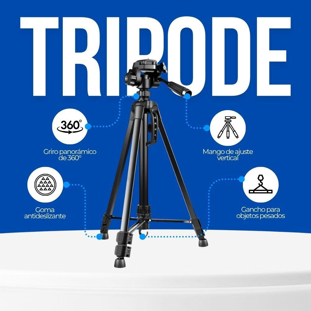 Trípode Profesional 360° Video + Bolso De Transporte Negro-2