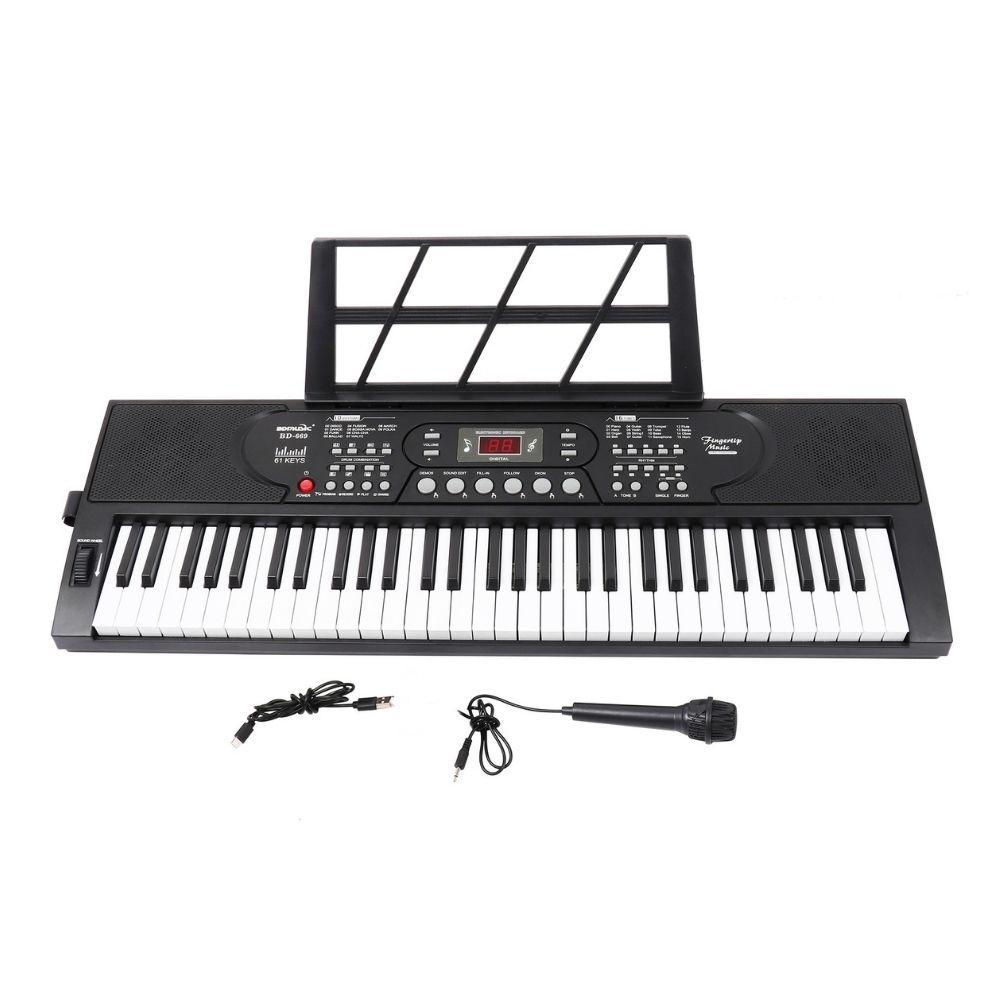 Teclado Musical Portátil 61 Teclas con Micrófono Incluido-0