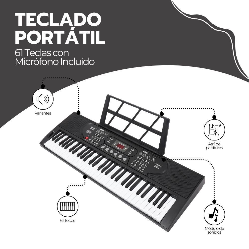 Teclado Musical Portátil 61 Teclas con Micrófono Incluido-2