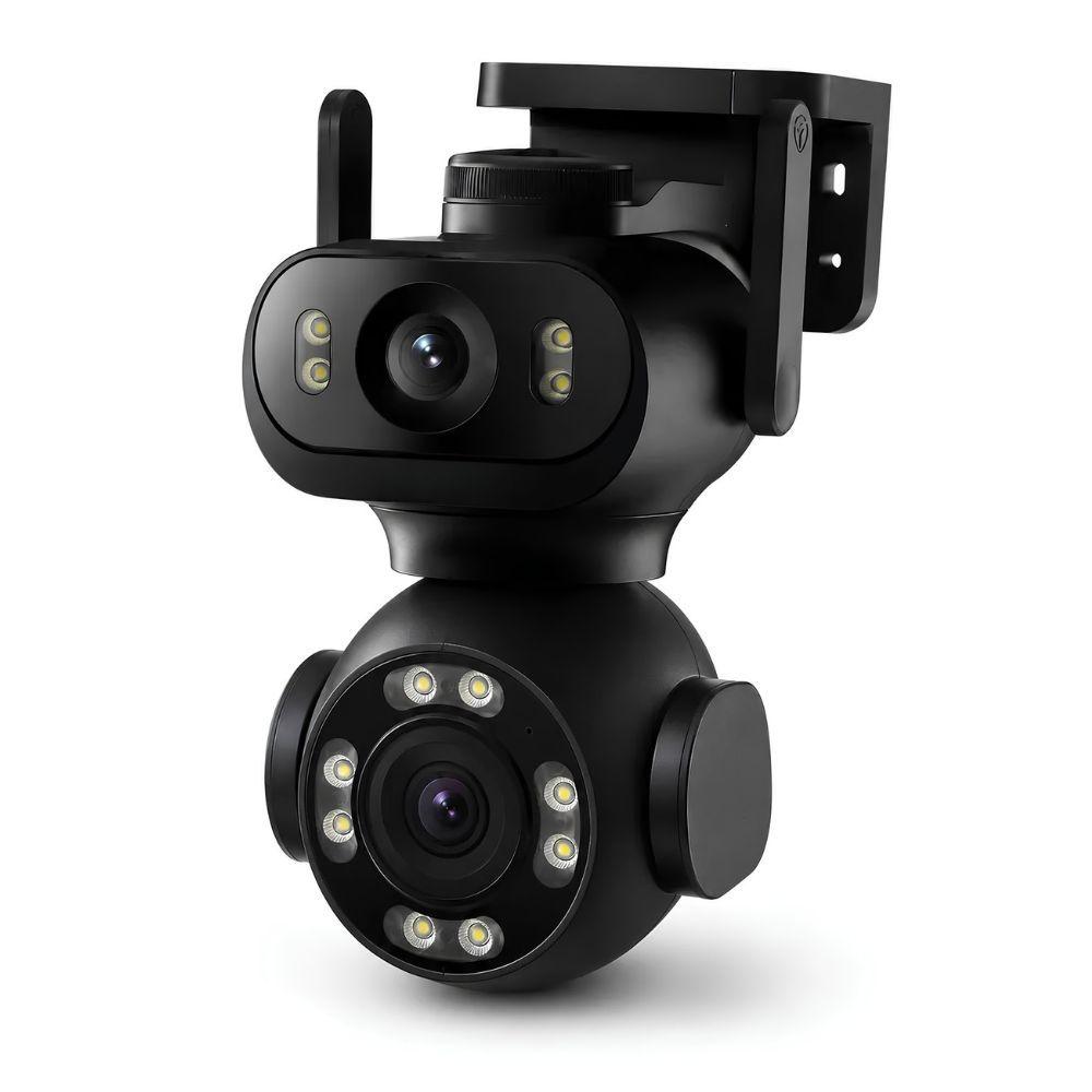 Cámara Vigilancia WiFi Doble Lente PTZ IA Movimiento Full HD Negro Exterior Interior JT-9680-0