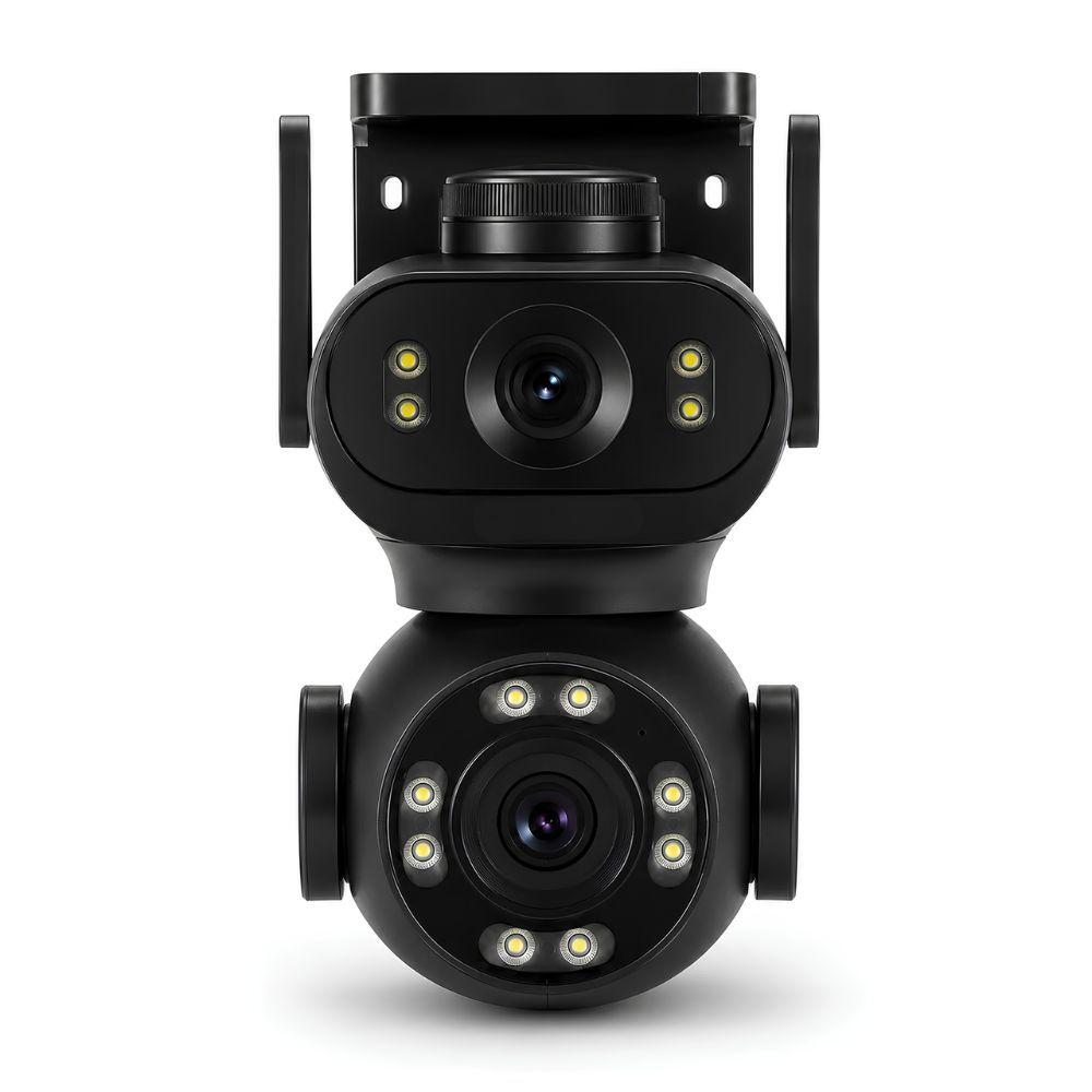 Cámara Vigilancia WiFi Doble Lente PTZ IA Movimiento Full HD Negro Exterior Interior JT-9680-1