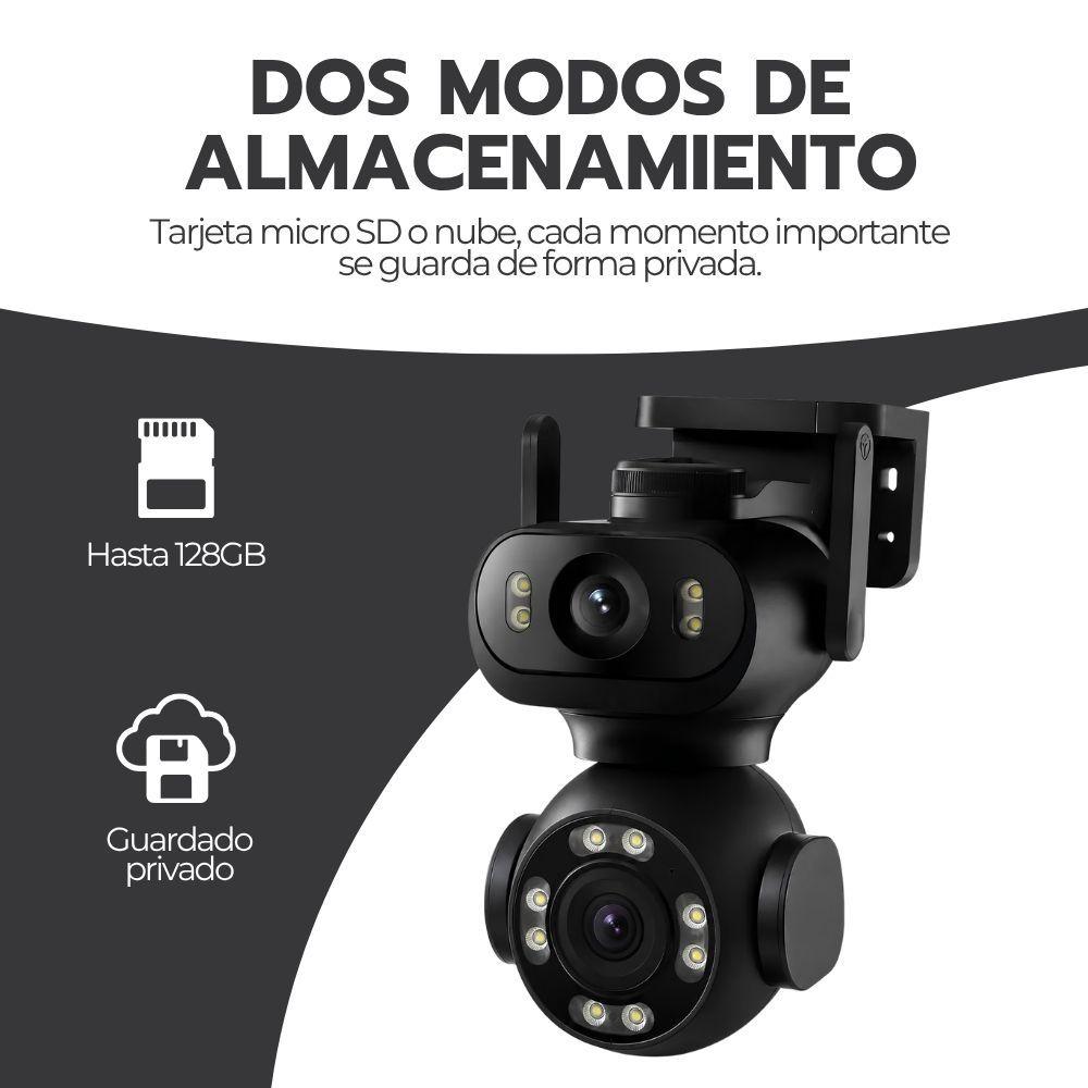 Cámara Vigilancia WiFi Doble Lente PTZ IA Movimiento Full HD Negro Exterior Interior JT-9680-5