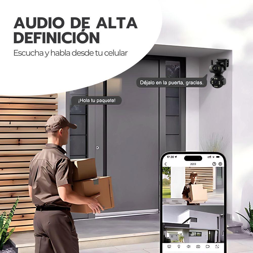 Cámara Vigilancia WiFi Doble Lente PTZ IA Movimiento Full HD Negro Exterior Interior JT-9680-8
