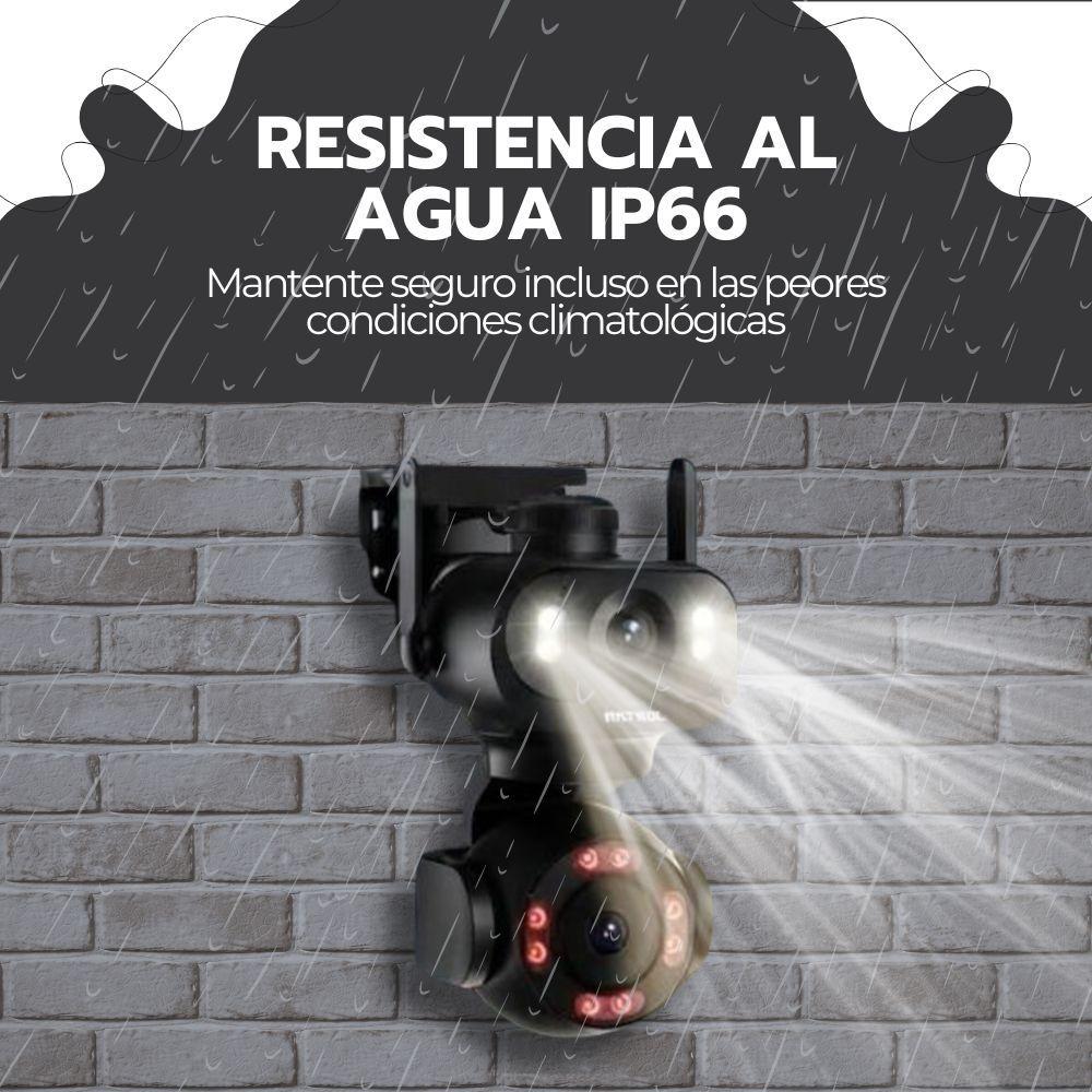 Cámara Vigilancia WiFi Doble Lente PTZ IA Movimiento Full HD Negro Exterior Interior JT-9680-9