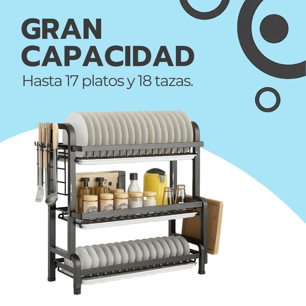 Escurridor Secador De Platos 3 Niveles Estructura De Acero-4
