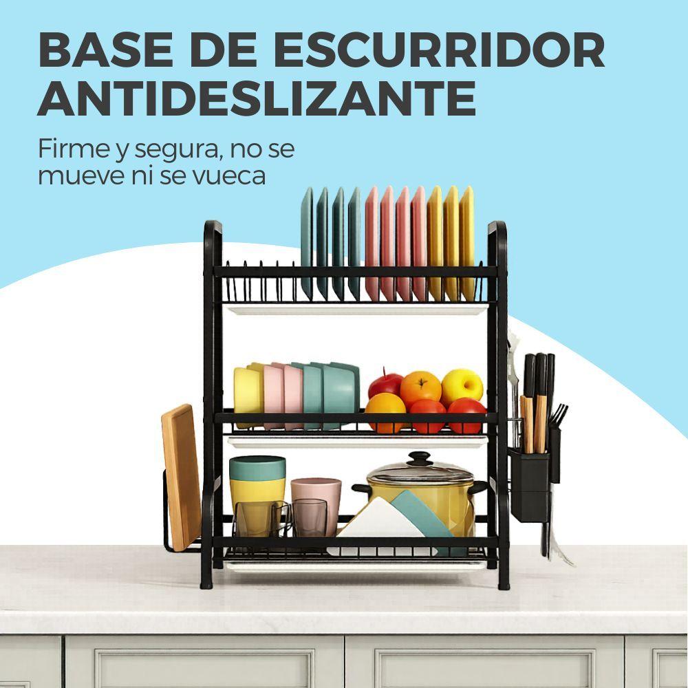 Escurridor Secador De Platos 3 Niveles Estructura De Acero-6