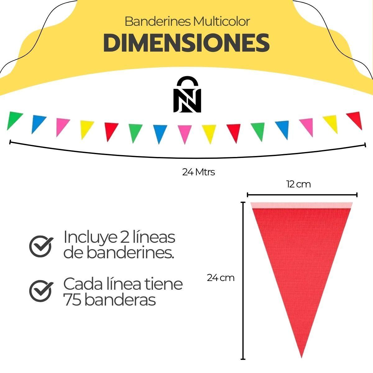 Banderines Multicolor 80mm x150 para Fiestas y Cumpleaños-3