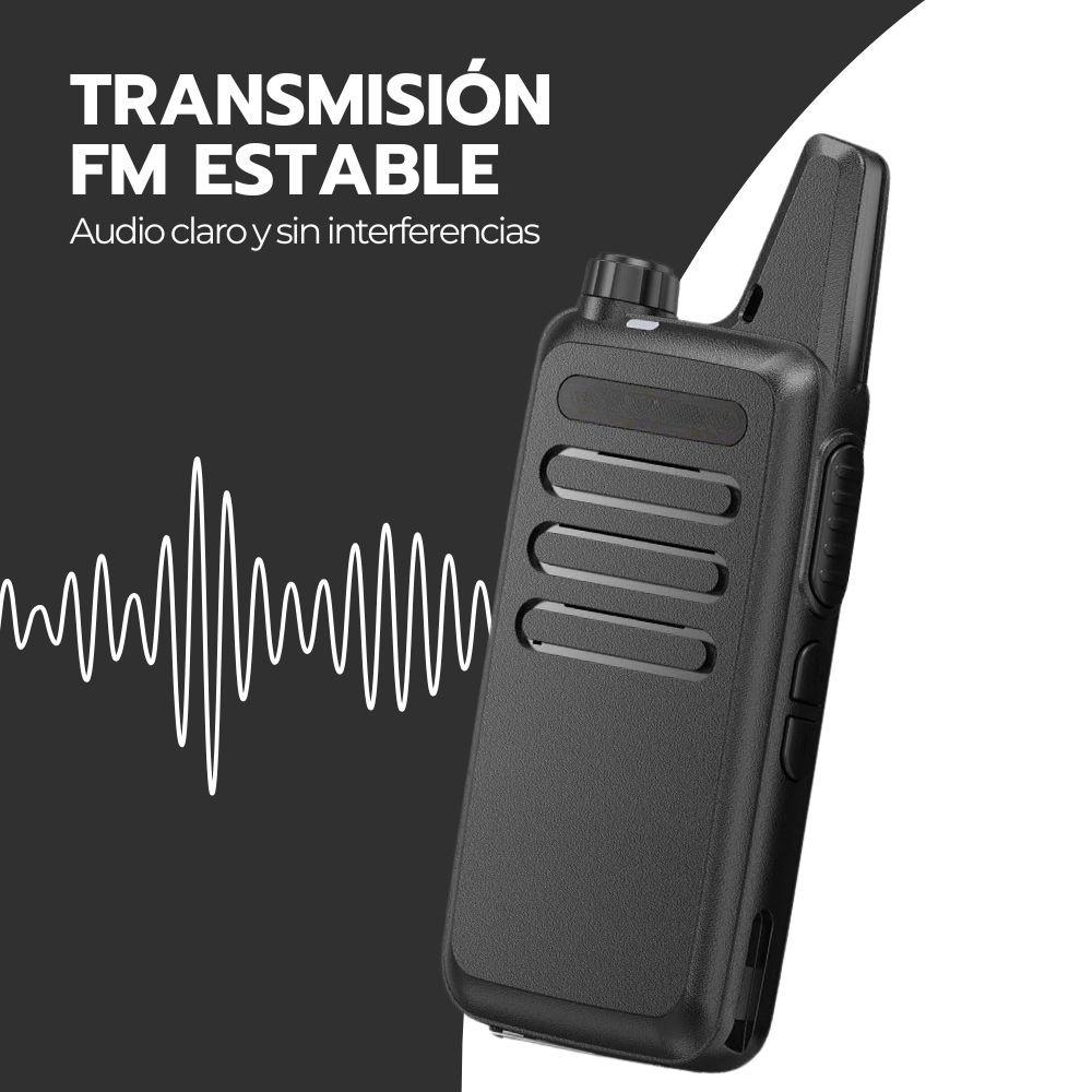 Walkie Talkie Transmisor Profesional FM Recargable Negro-5