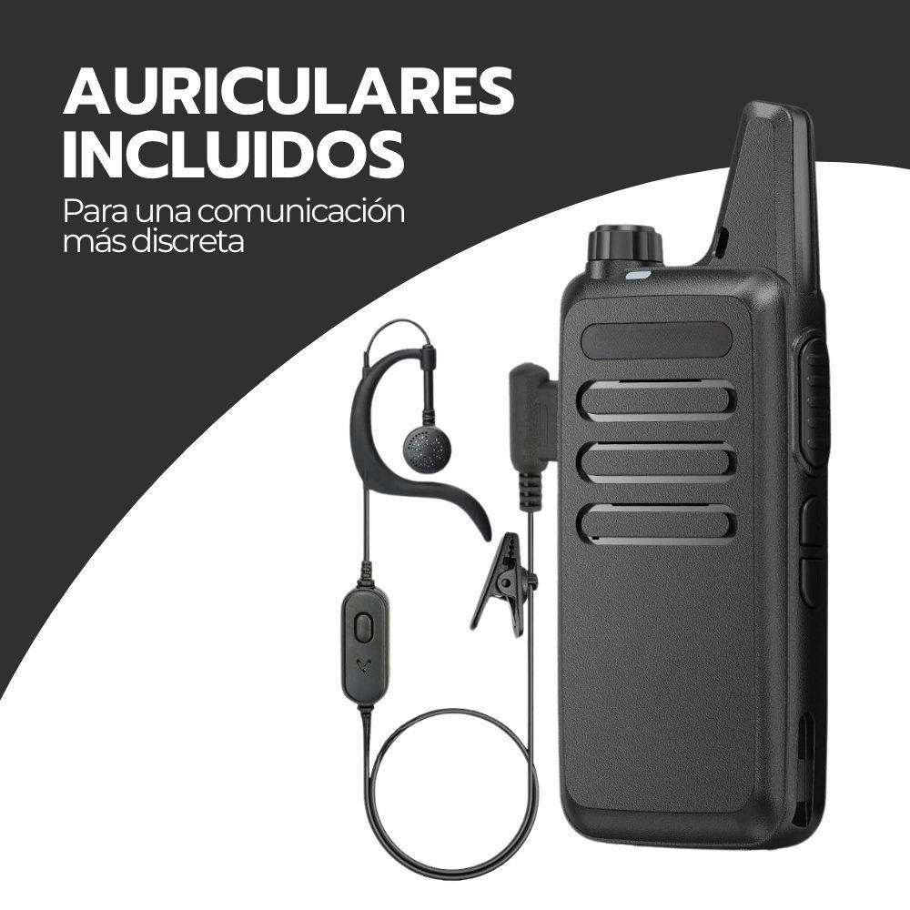 Walkie Talkie Transmisor Profesional FM Recargable Negro-6