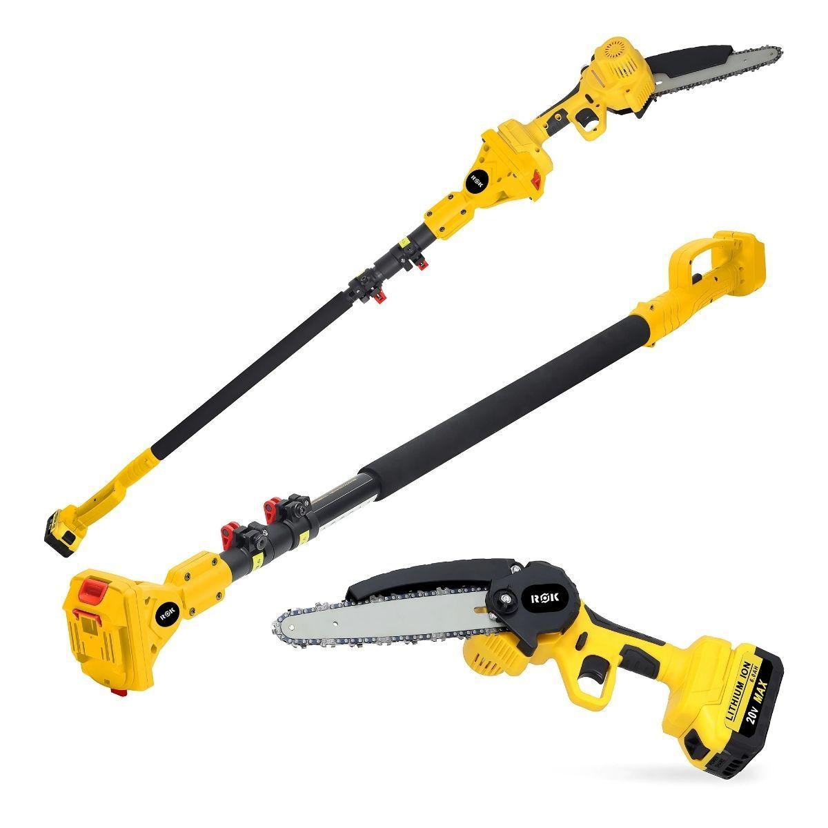 Motosierra 6” ROK Inalámbrica + Extensor y 2 Baterías-0