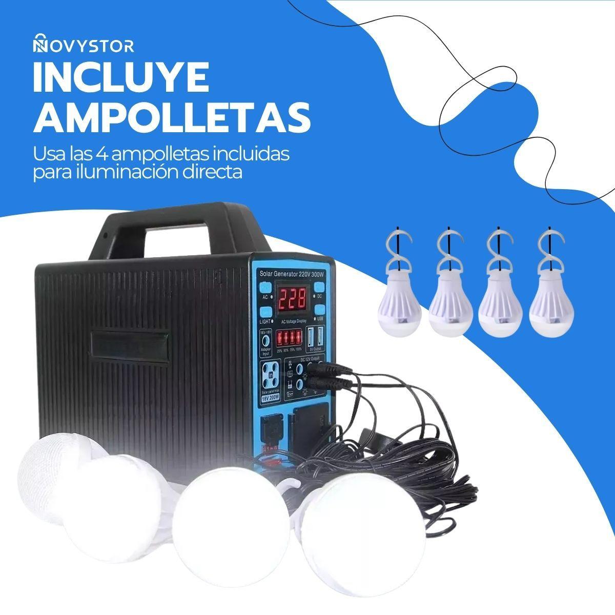 Generador Energía Solar Batería Multiuso 300W + Ampolletas-6