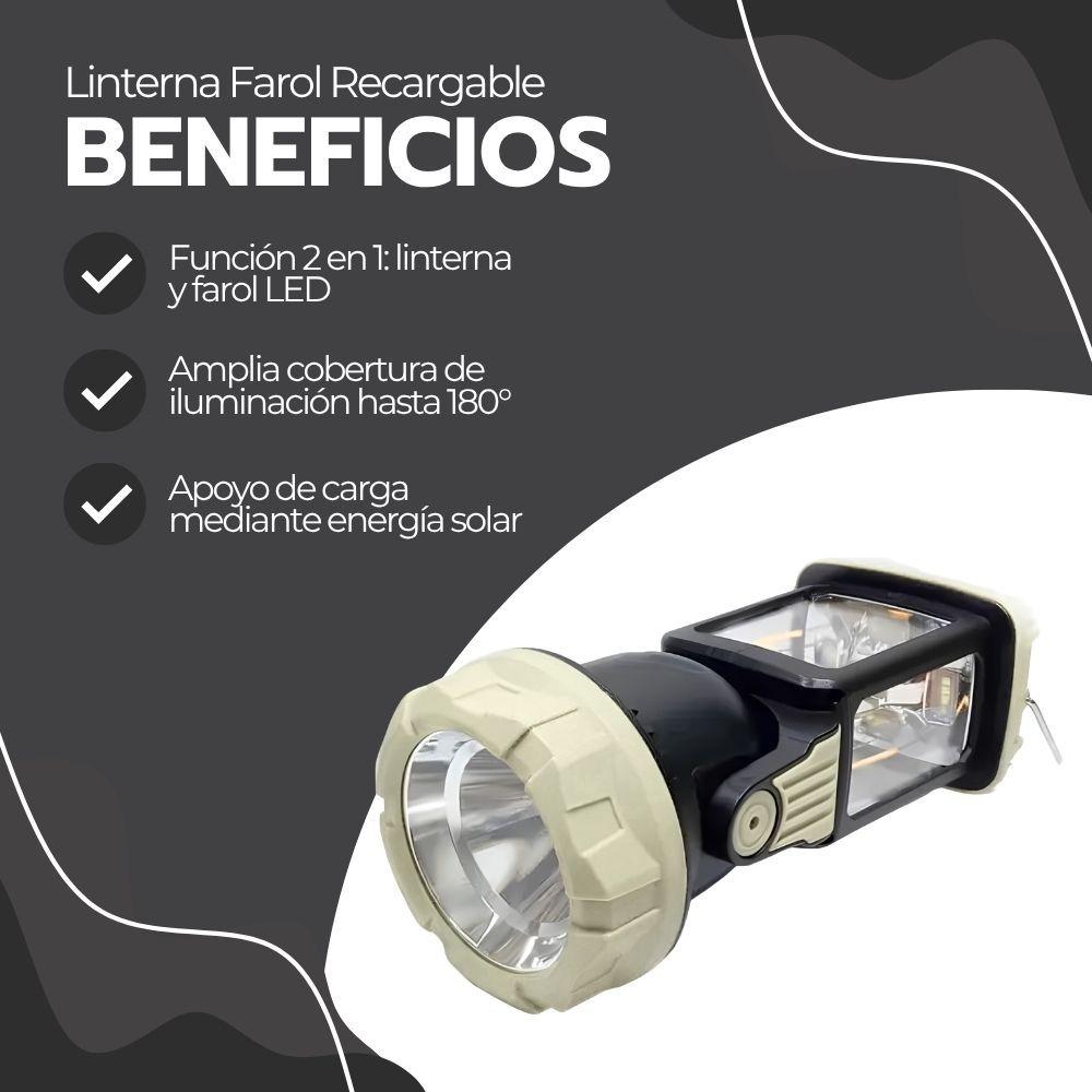 Linterna Farol Recargable De Mano 2en1 Multifuncional 180°-3