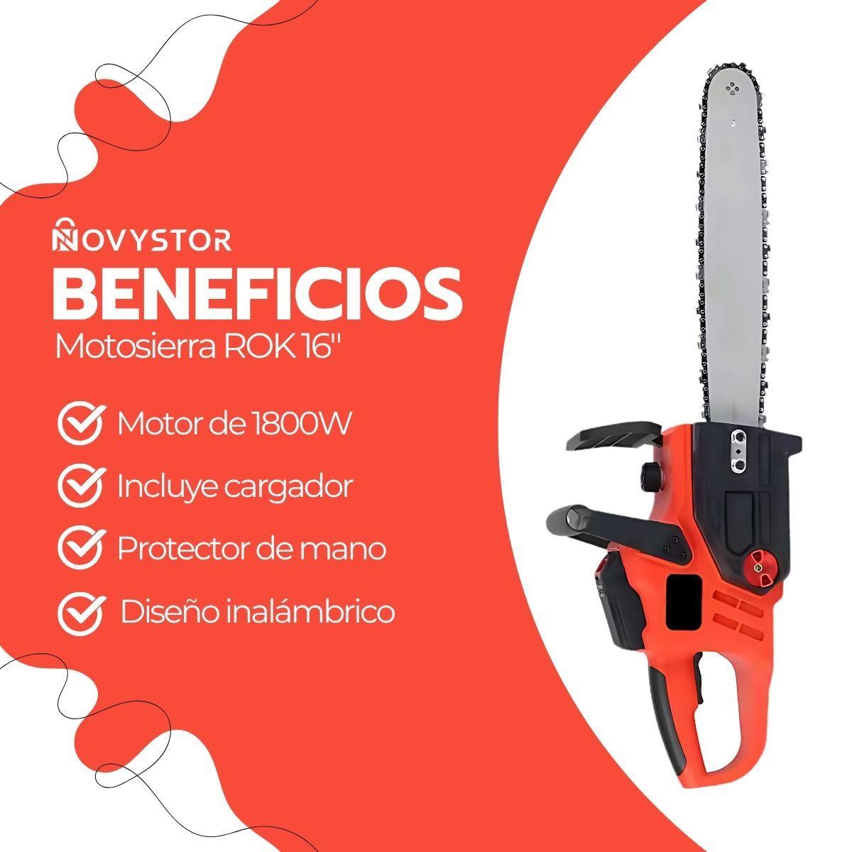 Motosierra Eléctrica ROK Inalámbrica 16'' + Funda Protectora-3