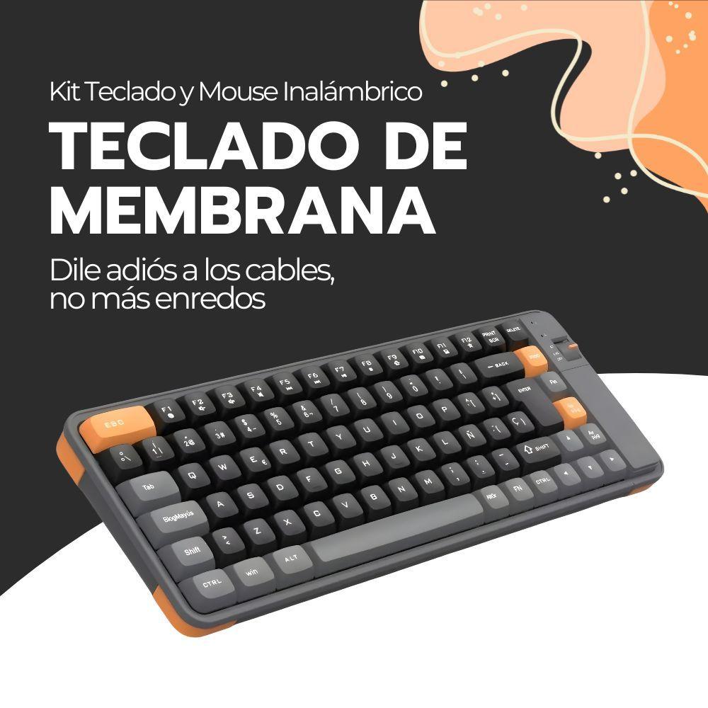 Kit Teclado y Mouse Inalámbrico Bluetooth USB Amarillo-6