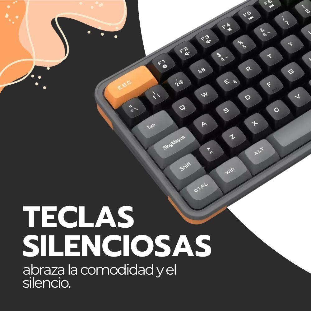 Kit Teclado y Mouse Inalámbrico Bluetooth USB Amarillo-7