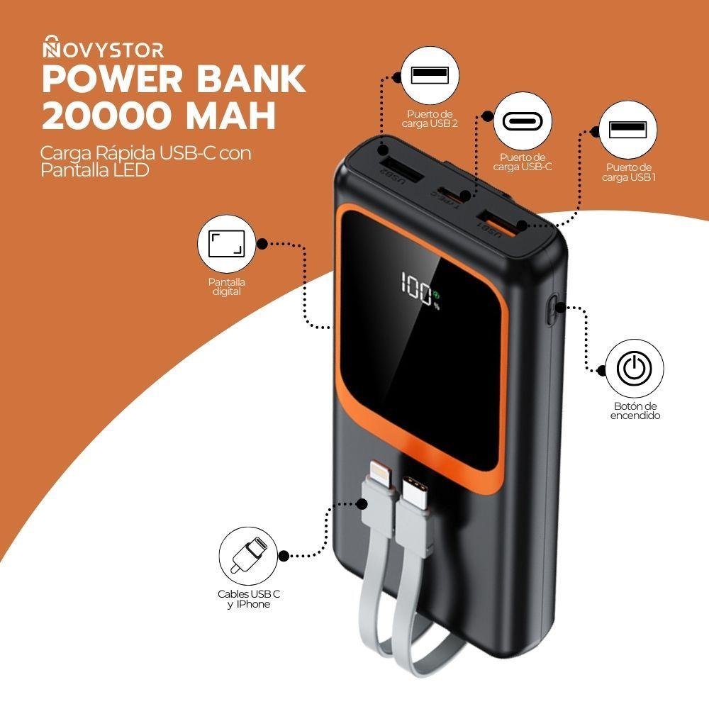 Power Bank 20000 mAh Carga Rápida USB-C con Pantalla LED-2