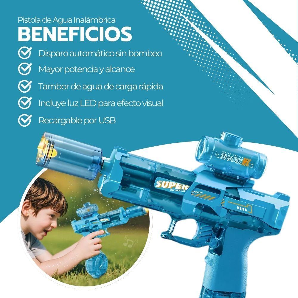 Pistola de Agua Inalámbrica Recargable con Batería y luz-3