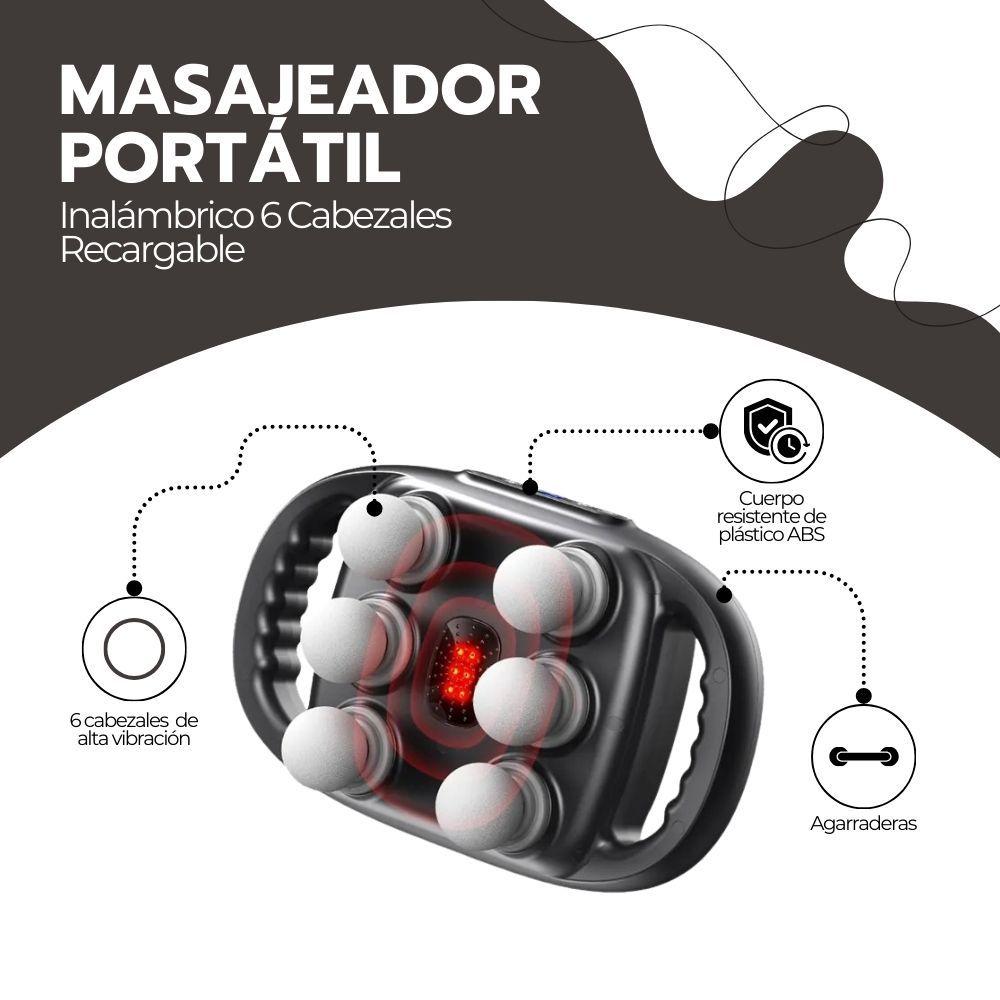 Masajeador Portátil Inalámbrico 6 Cabezales Recargable-2