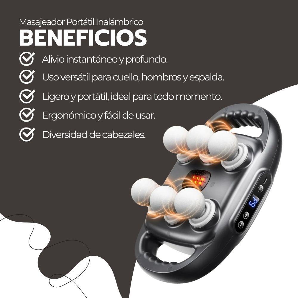 Masajeador Portátil Inalámbrico 6 Cabezales Recargable-3