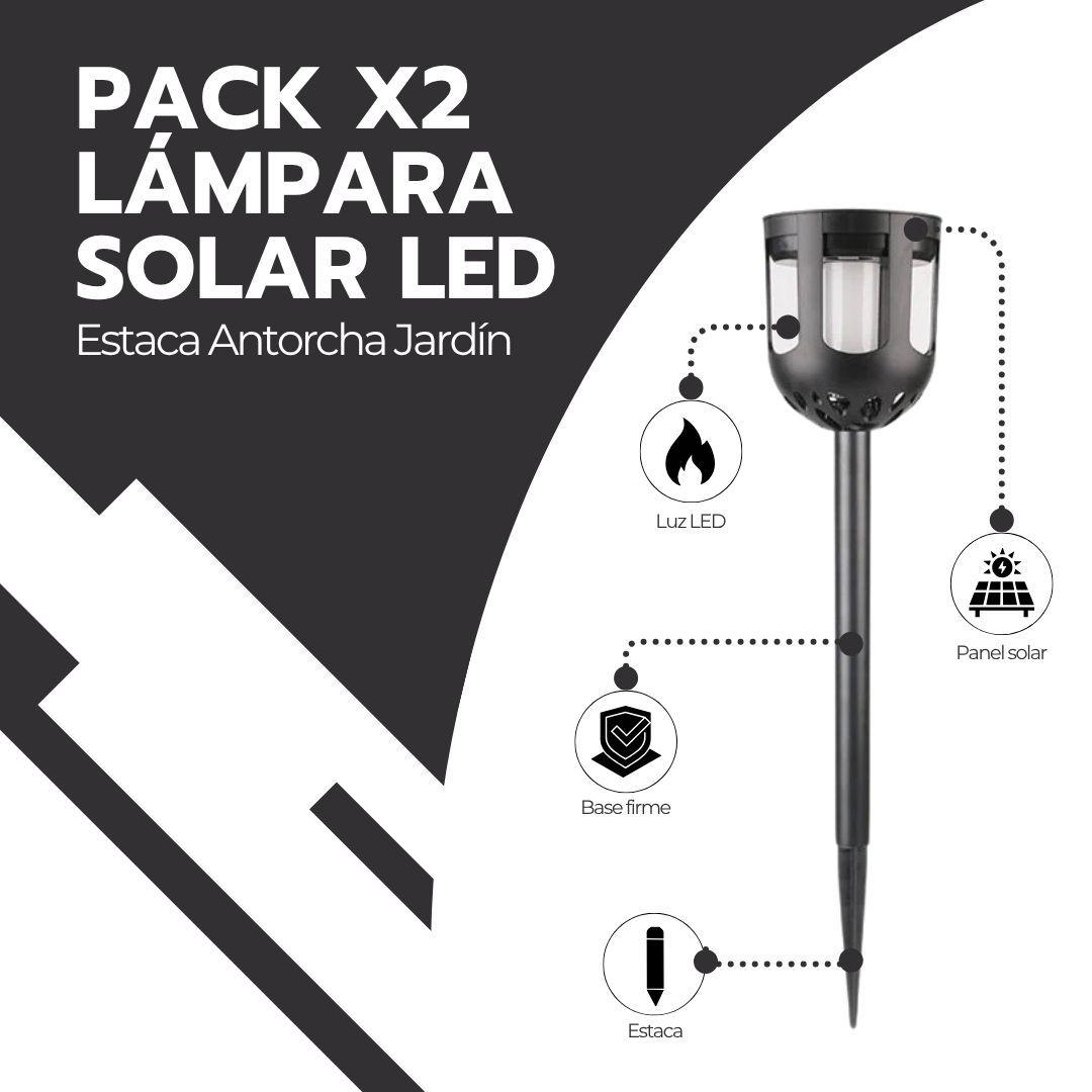 Pack X2 Lámpara Solar Led Estaca Antorcha Jardín Parque-2