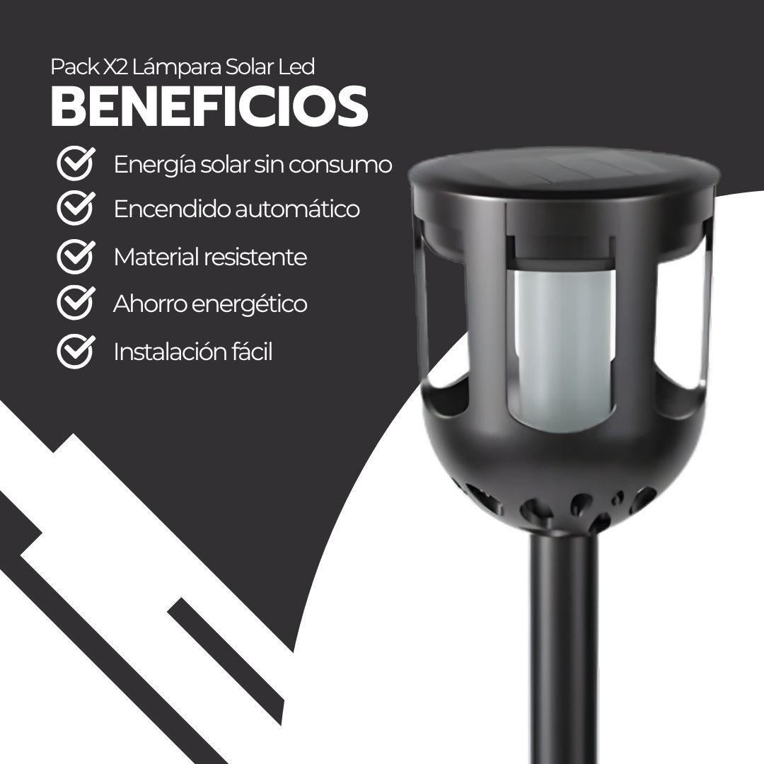 Pack X2 Lámpara Solar Led Estaca Antorcha Jardín Parque-3