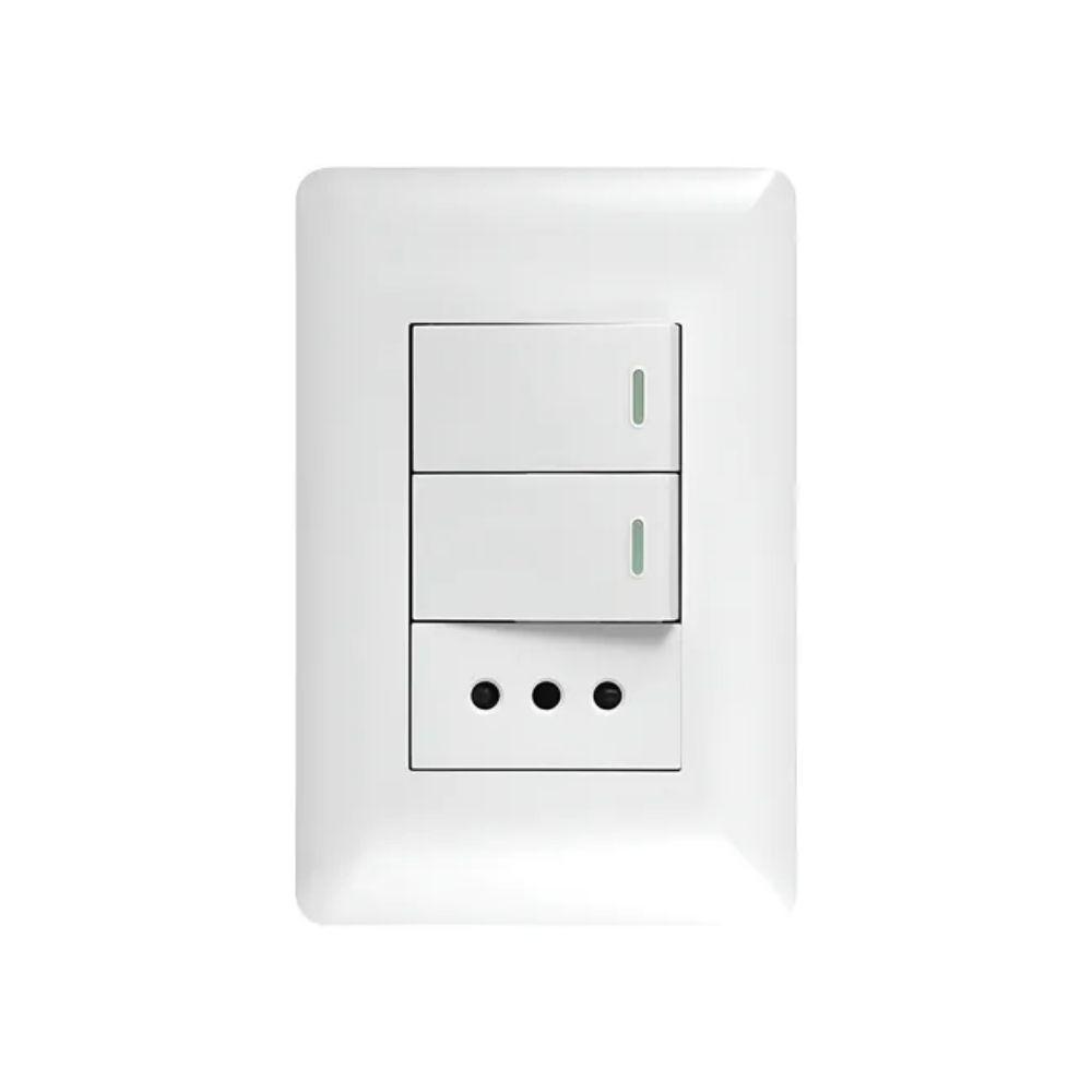 Enfunche + 2 interruptores 10A 250V Blanco Hogar y Oficina-0