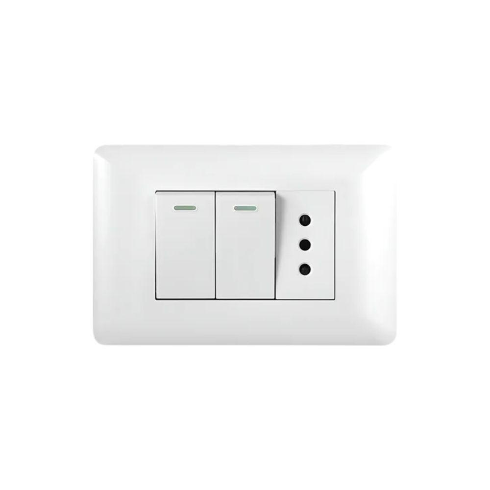 Enfunche + 2 interruptores 10A 250V Blanco Hogar y Oficina-1