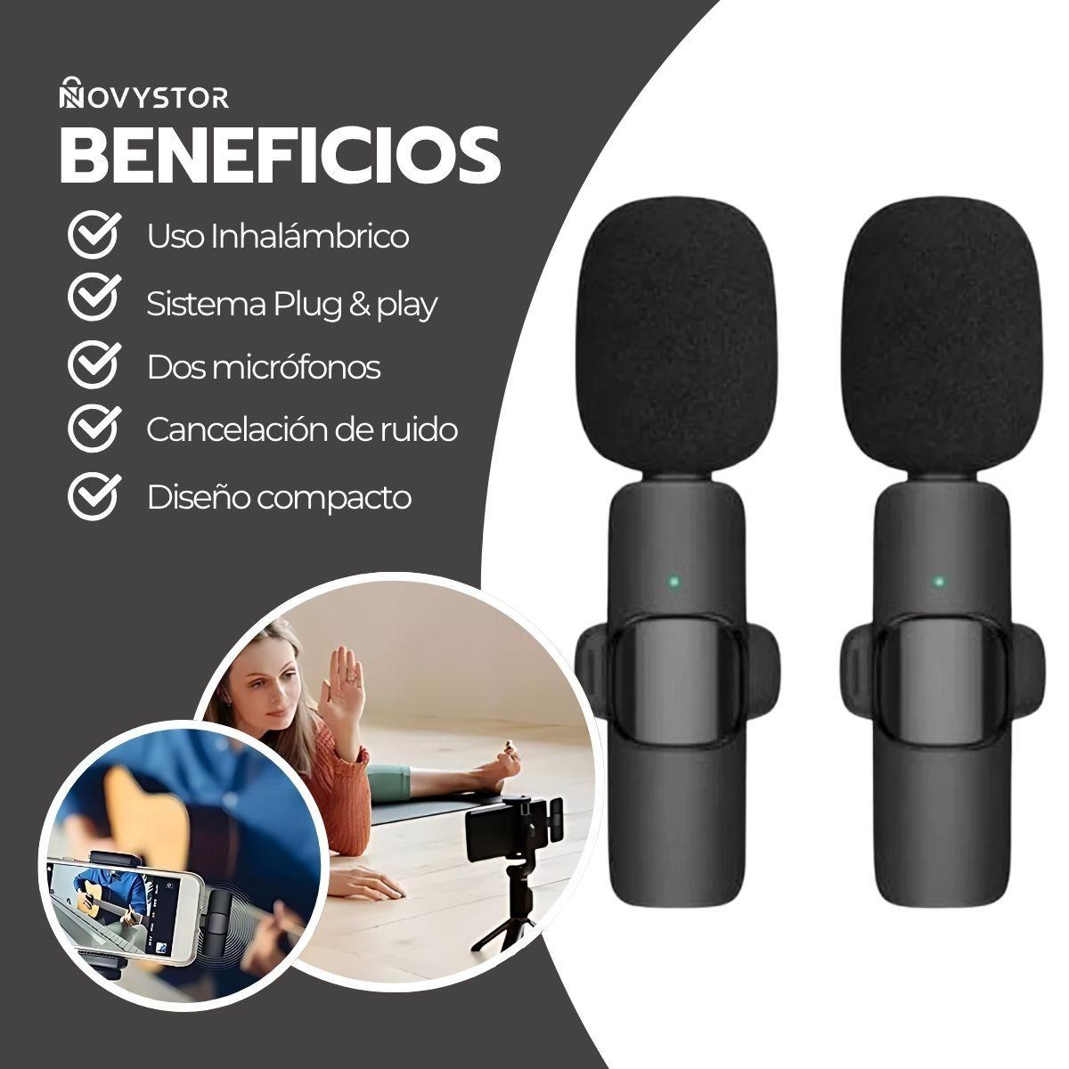 Pack 2 Micrófonos Inalámbricos 360° Tipo C y iPhone 20m-3