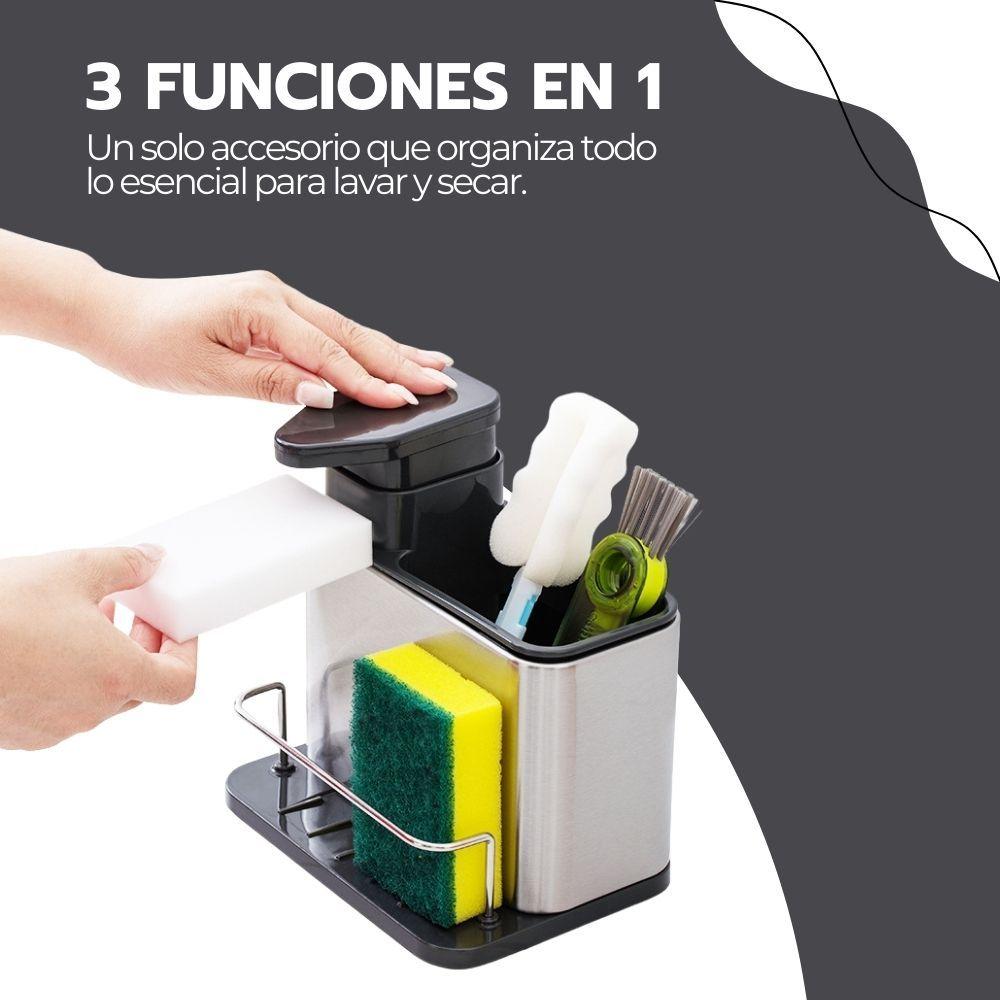 Soporte de Utensilios 3 en 1 Acero inoxidable + Dispensador-4