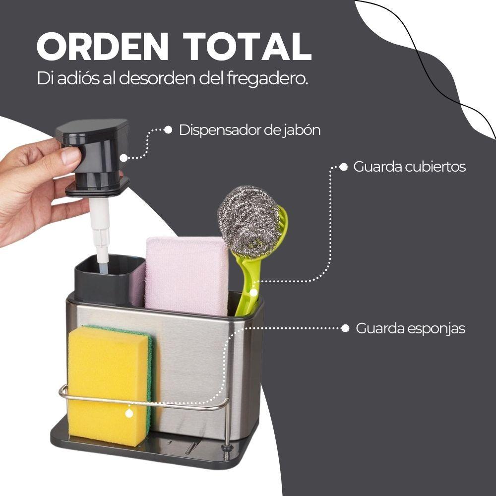 Soporte de Utensilios 3 en 1 Acero inoxidable + Dispensador-5