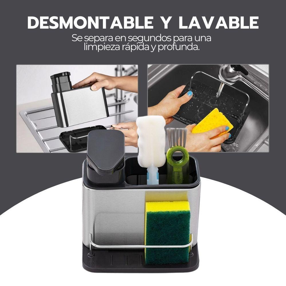 Soporte de Utensilios 3 en 1 Acero inoxidable + Dispensador-6