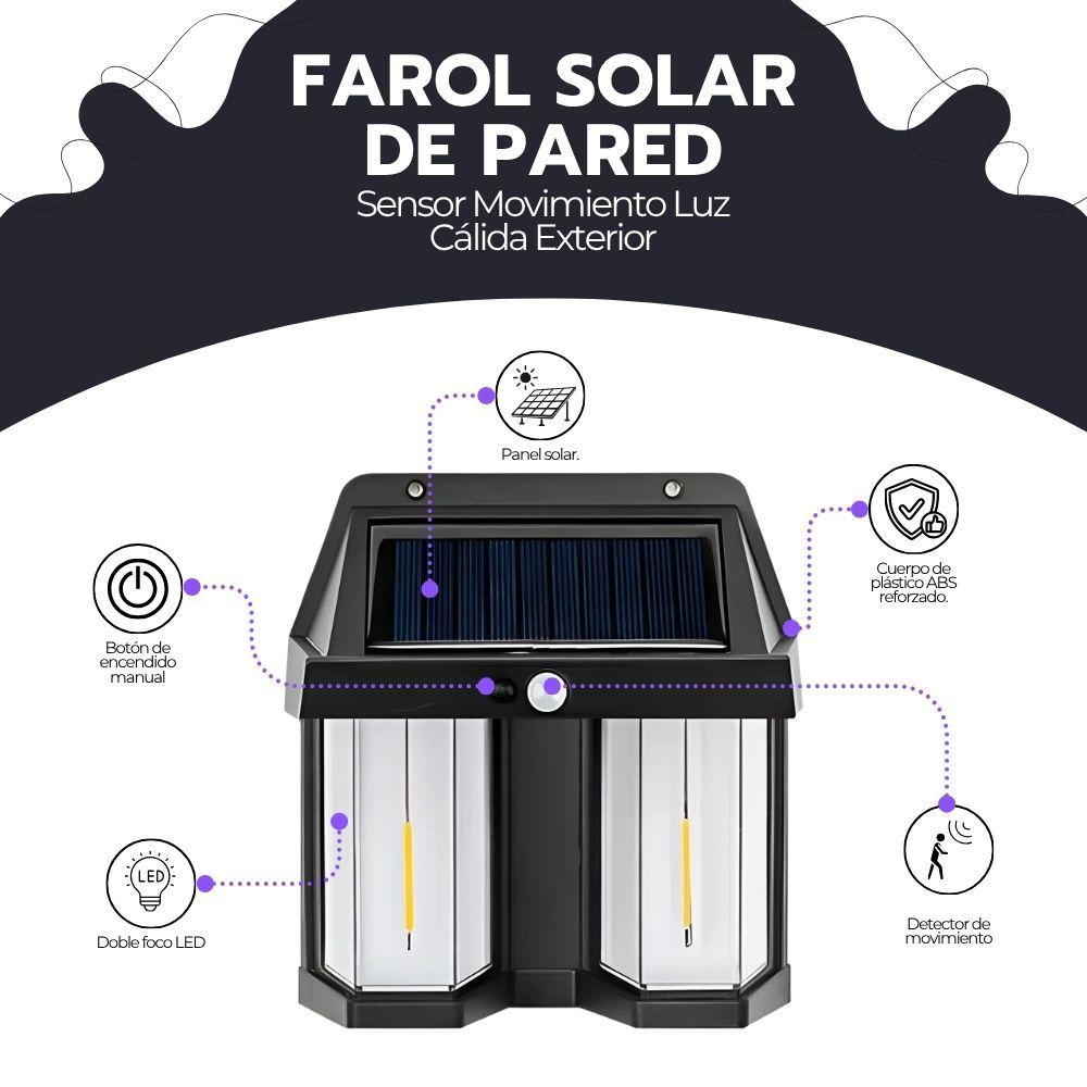 Lámpara Solar Doble LED Sensor Movimiento Exterior IP65-2