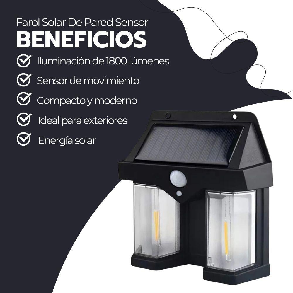 Lámpara Solar Doble LED Sensor Movimiento Exterior IP65-3