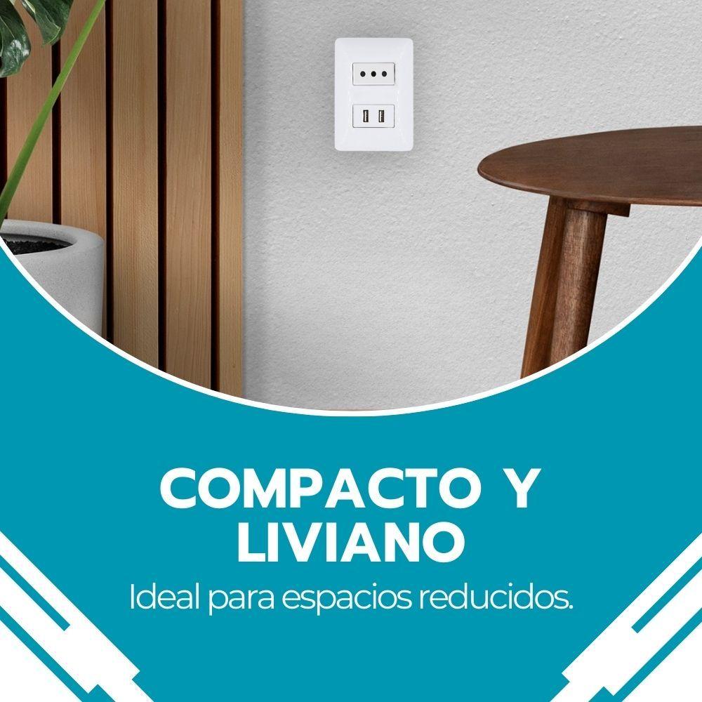 Enchufe Toma Corriente + 2 Puertos USB Blanco Carga Rápida-6