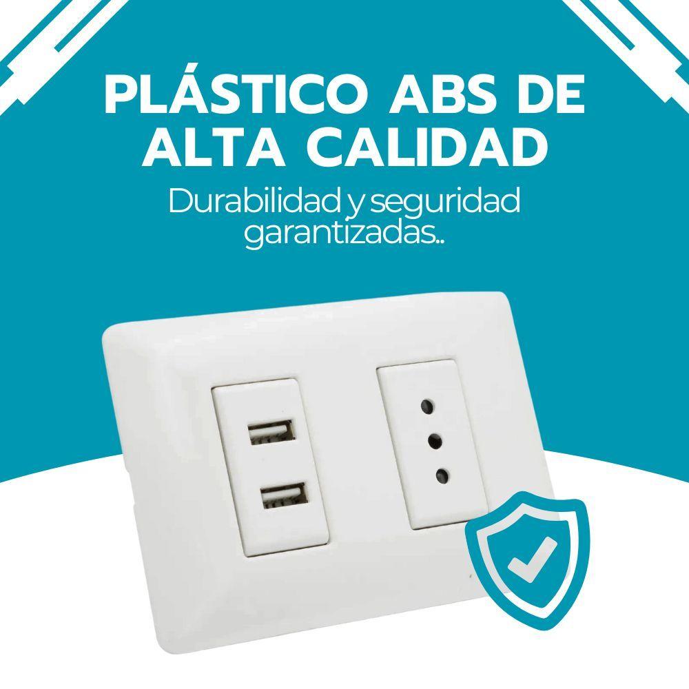 Enchufe Toma Corriente + 2 Puertos USB Blanco Carga Rápida-7