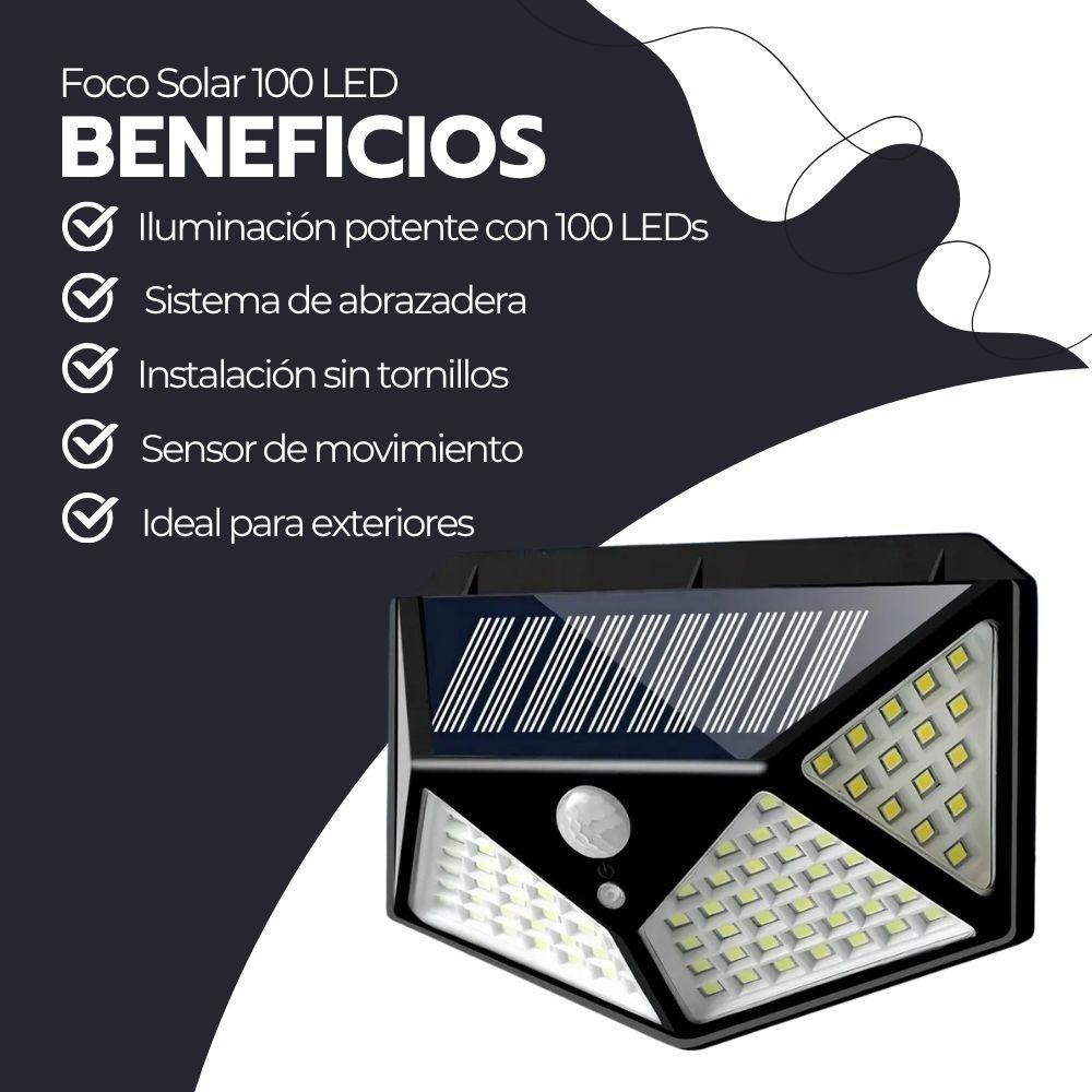 Foco Solar 100 LED Sensor Movimiento Con Pinza IP65-3